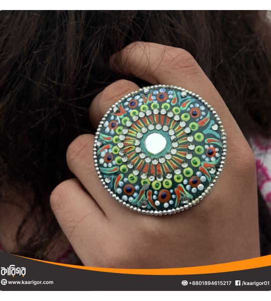 Dot Mandala Wooden Ring