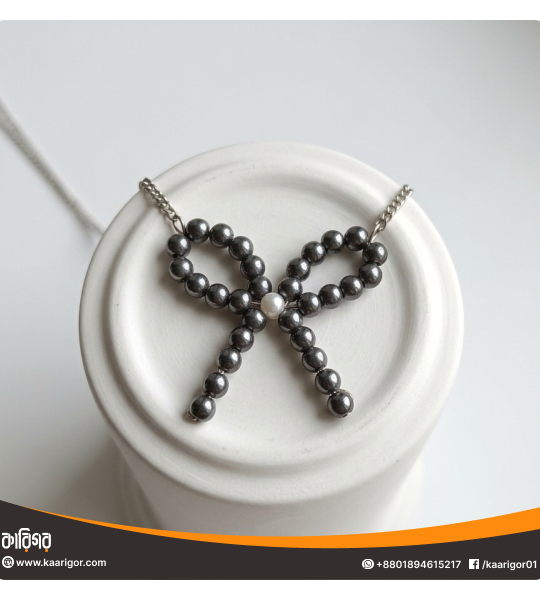 Bow  Shaped Beaded Pendant
