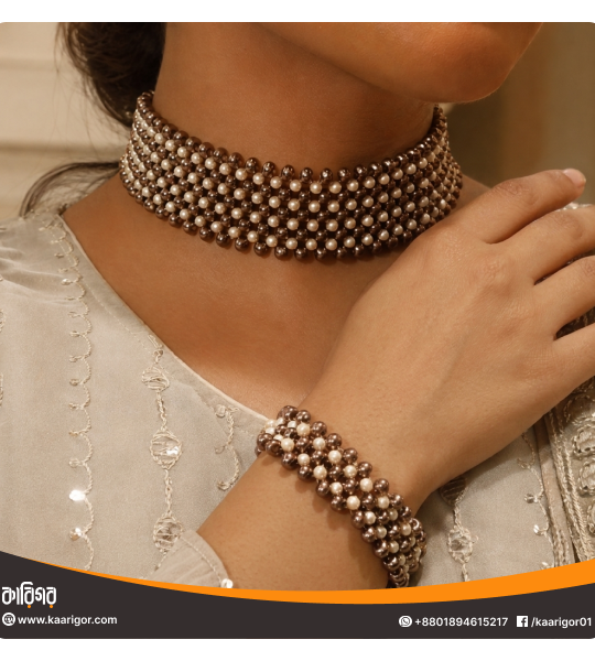Beaded Choker and Bracelet Set