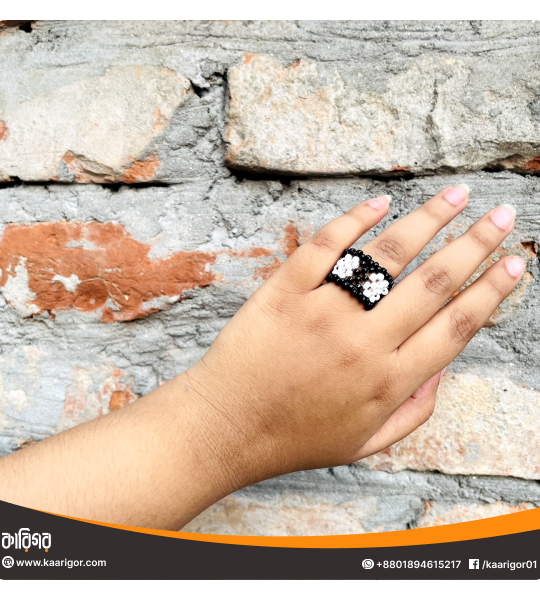 Crochet Patterned Beaded Ring
